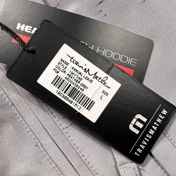 TravisMathew Annual Leave Hoodie Men’s L Heather Grey Performance Full Zip - Picture 3 of 12
